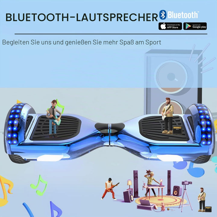 RCB Hoverboards mit Sitz Hoverkart komplett für Kinder, Skateboard mit Set, Hoverboards mit LED Lich