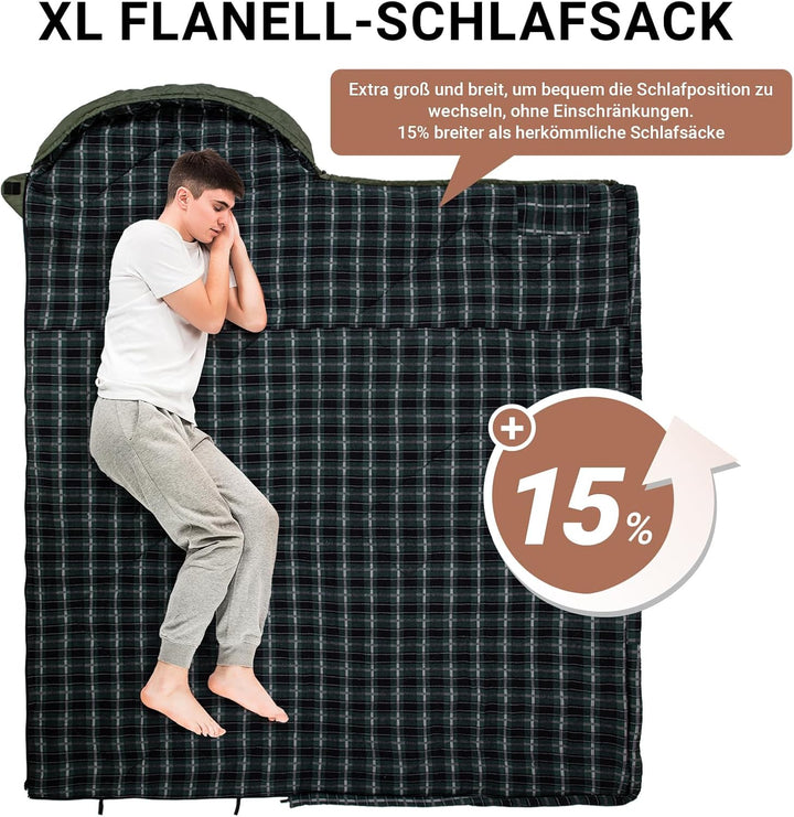 KingCamp Schlafsack für Erwachsene, Winter, Flanell, kompakt, 3-4 Jahreszeiten, Decke für Camping, R