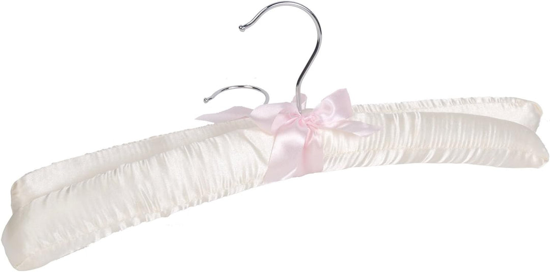 10er-Pack Kleiderbügel mit Anti-Rost-Haken und gefüllt mit Satin, Gorgeous, Blass Elfenbeinfarben Sa