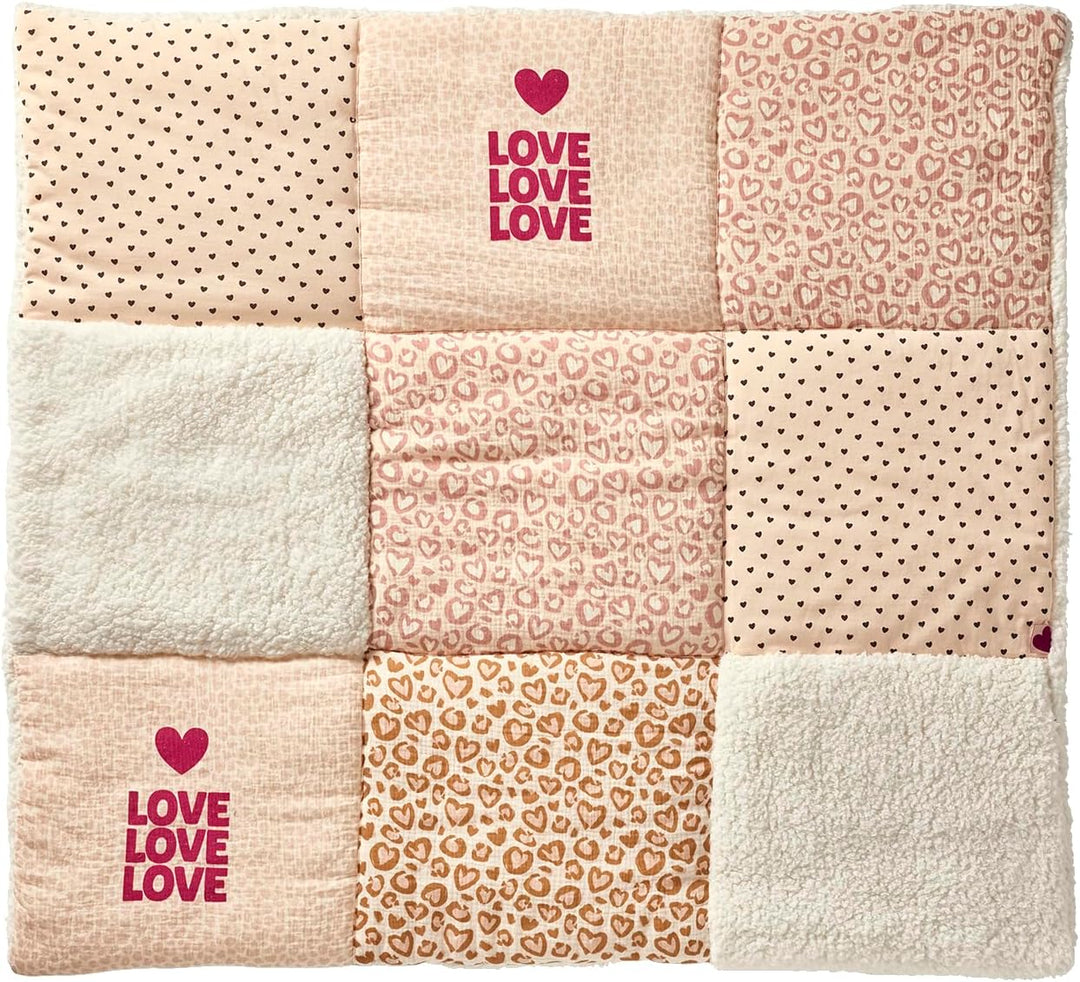 Vertbaudet Baby Spieldecke/Laufstalleinlage Lovely Leo in Patchwork-Optik rosa Bedruckt 75X100 Rose