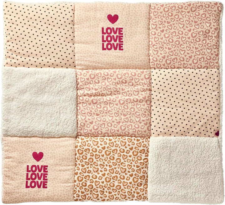 Vertbaudet Baby Spieldecke/Laufstalleinlage Lovely Leo in Patchwork-Optik rosa Bedruckt 75X100 Rose