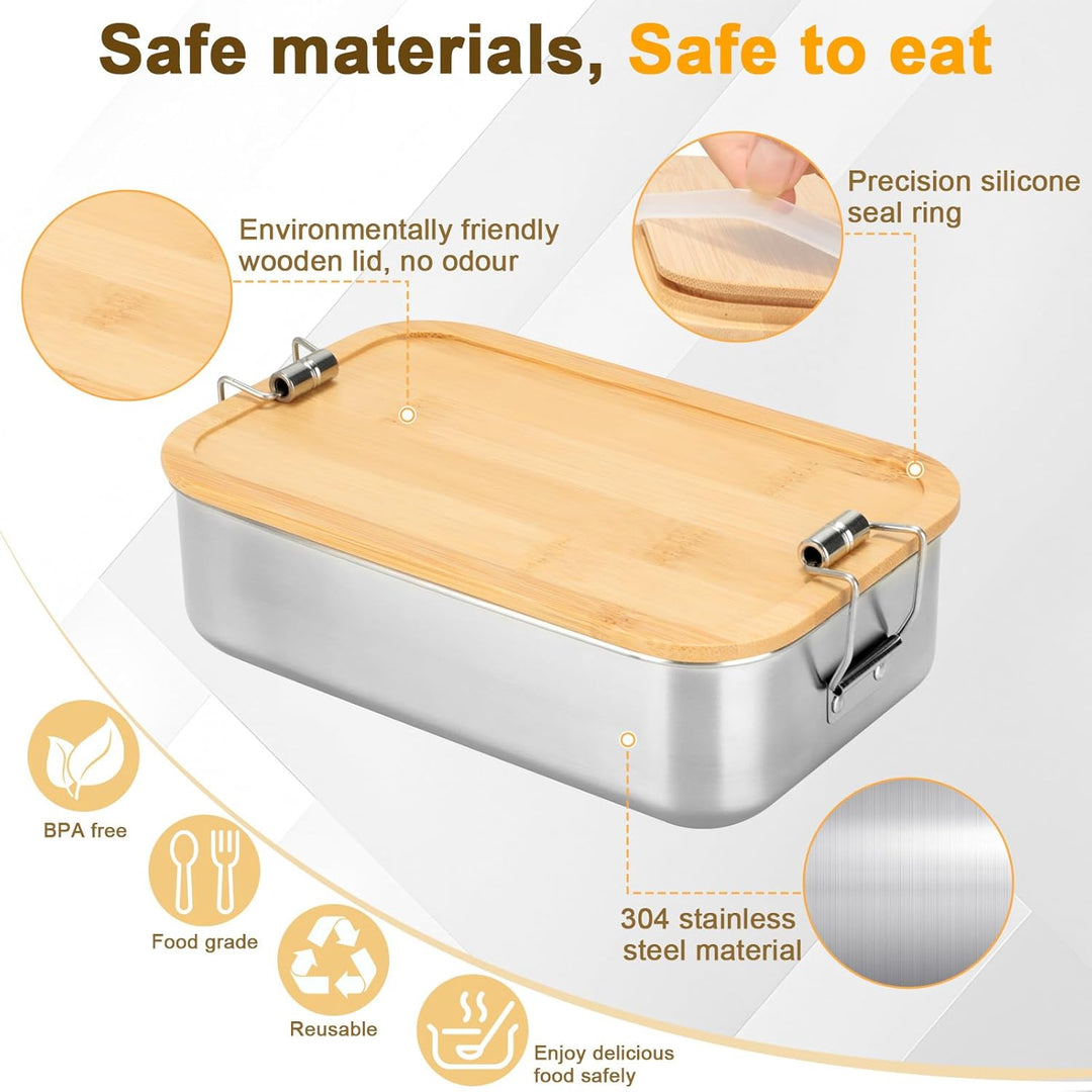 Cozary Brotdose Edelstahl, 1000ML Lunchbox Erwachsene, Brotdose mit Fächern, BPA-frei, Bento Box Aus
