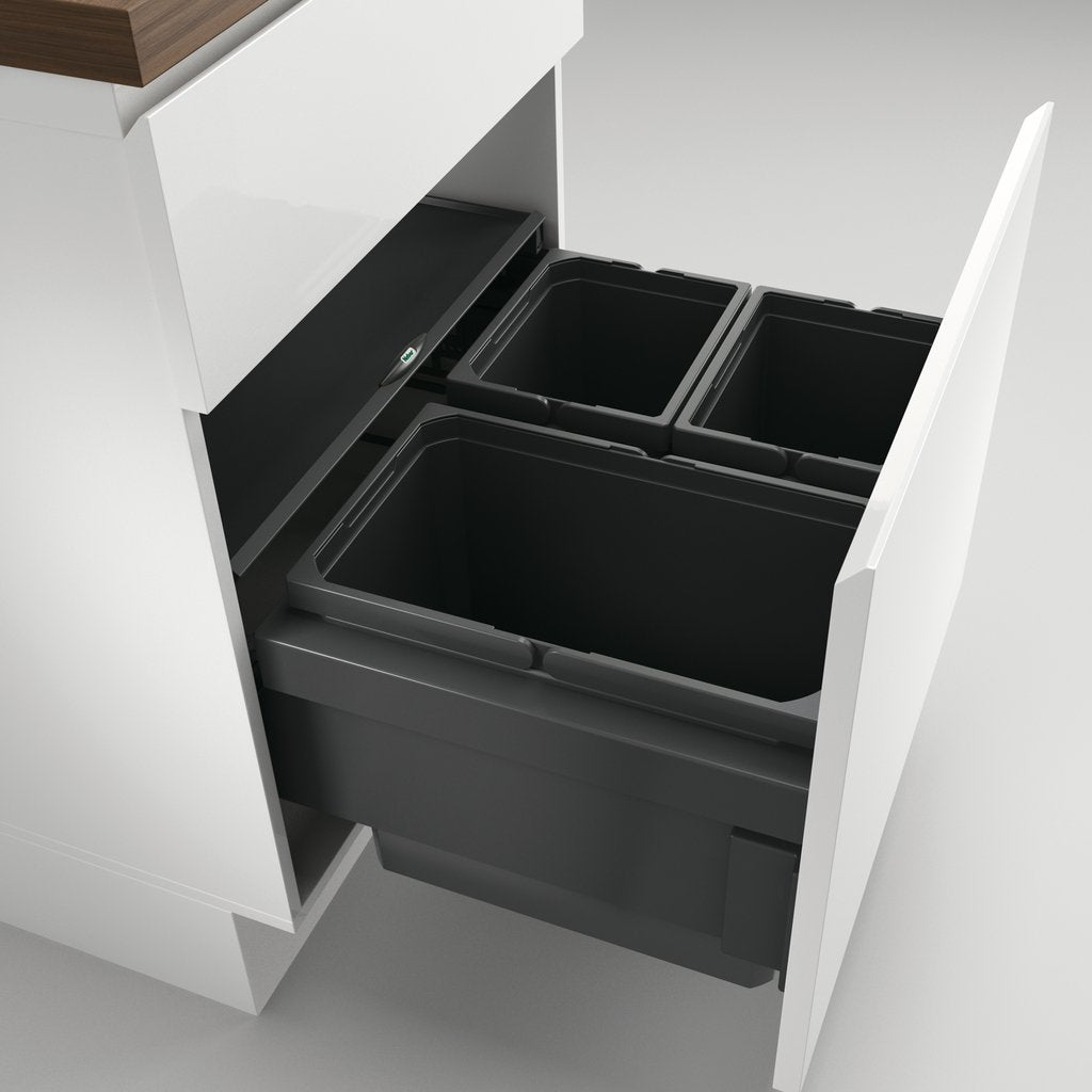Naber 8013315 Abfallsammler Cox® Base 360 S/600-3 mit Biodeckel, anthrazit / 60 cm Schrankbreite