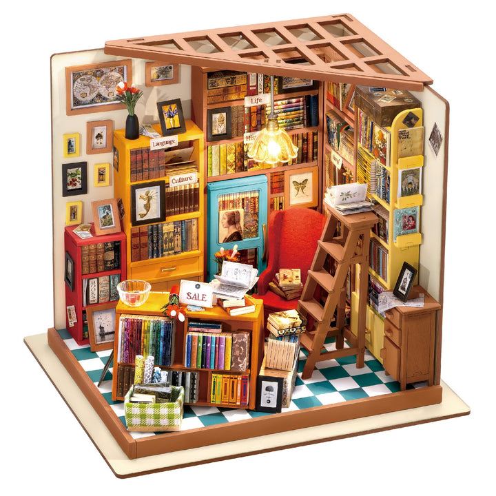 Rolife Miniatur Puppenhaus Kit DIY Holz Bibliothek Haus Modell für Mädchen und Jungen Kinder 14 15 1