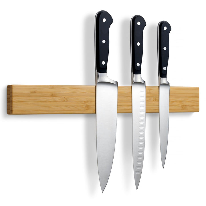 LARHN Magnetleiste für Messer, Magnetischer Messerhalter Wand, Selbstklebend aus Akazienholz, 40 cm