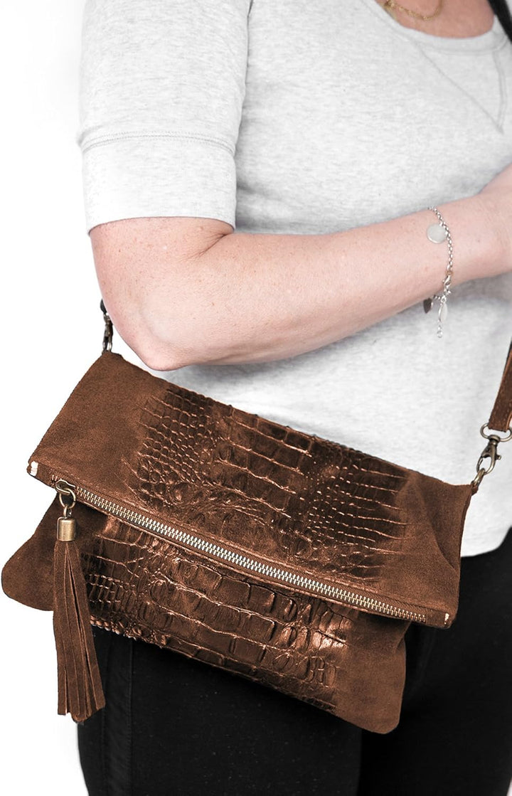 Damen Umhängetasche,Tasche klein, Schultertasche, Cross Body, Leder Clutch echtes Leder, Handtasche