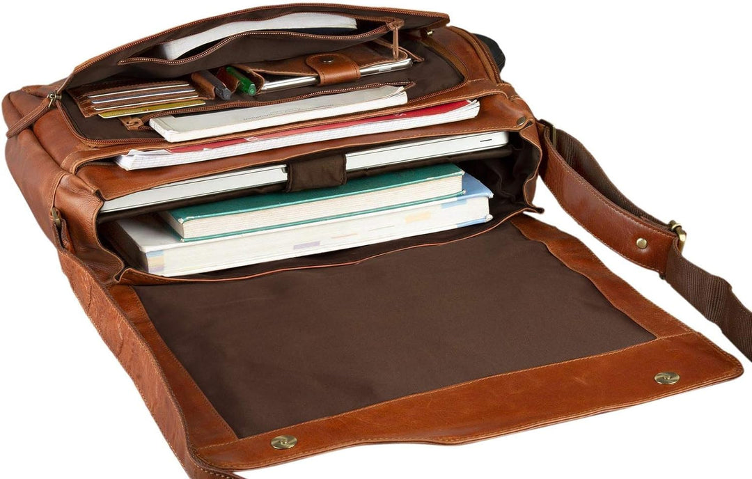 STILORD 'Marvin' Ledertasche Umhängetasche Modernes Vintage Design 15.6 Zoll Laptoptasche grosse Uni