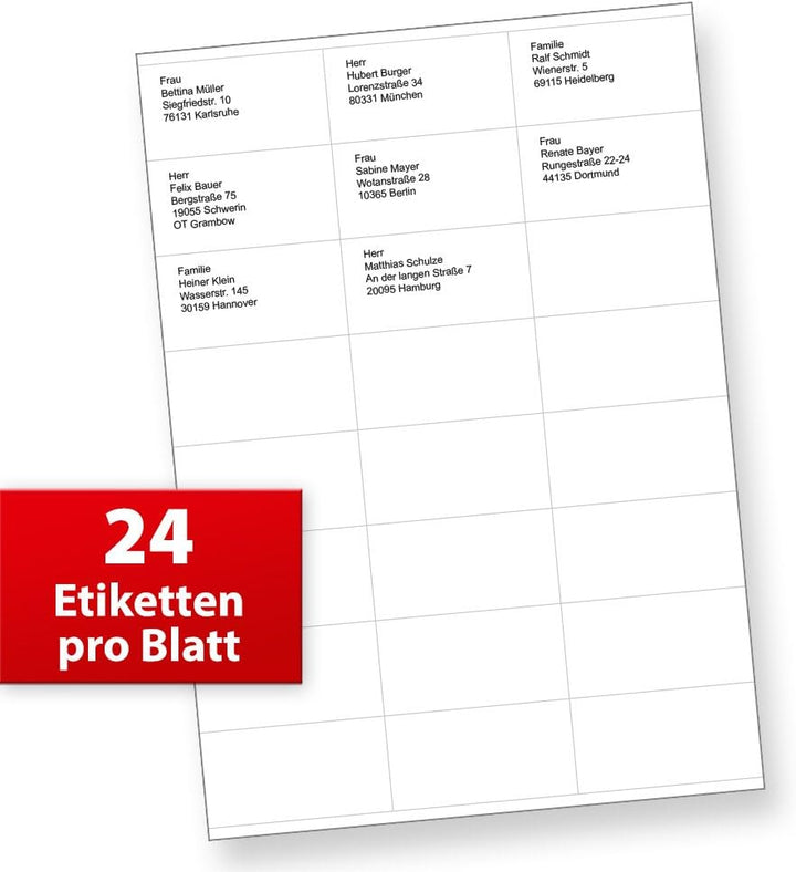 FIX Adressaufkleber Adresse 70 x 36 mm, 9.600 Stück auf 400 Blatt je 24 Etiketten, Blanko Aufkleber