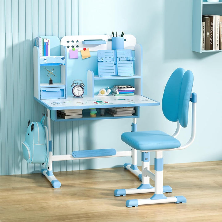 Kinderschreibtisch und Stuhl Set, Schreibtisch und Stuhl für Kinder im Alter von 3 bis 18 Jahren, hö