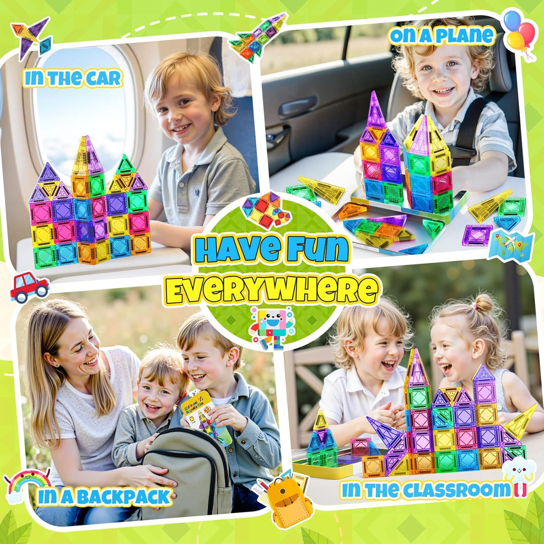 43 Pcs Mini Magnetische Bausteine Reiseset, Spielzeug ab 3 4 5 6 Jahre Junge Mädchen Reisespiele Kin