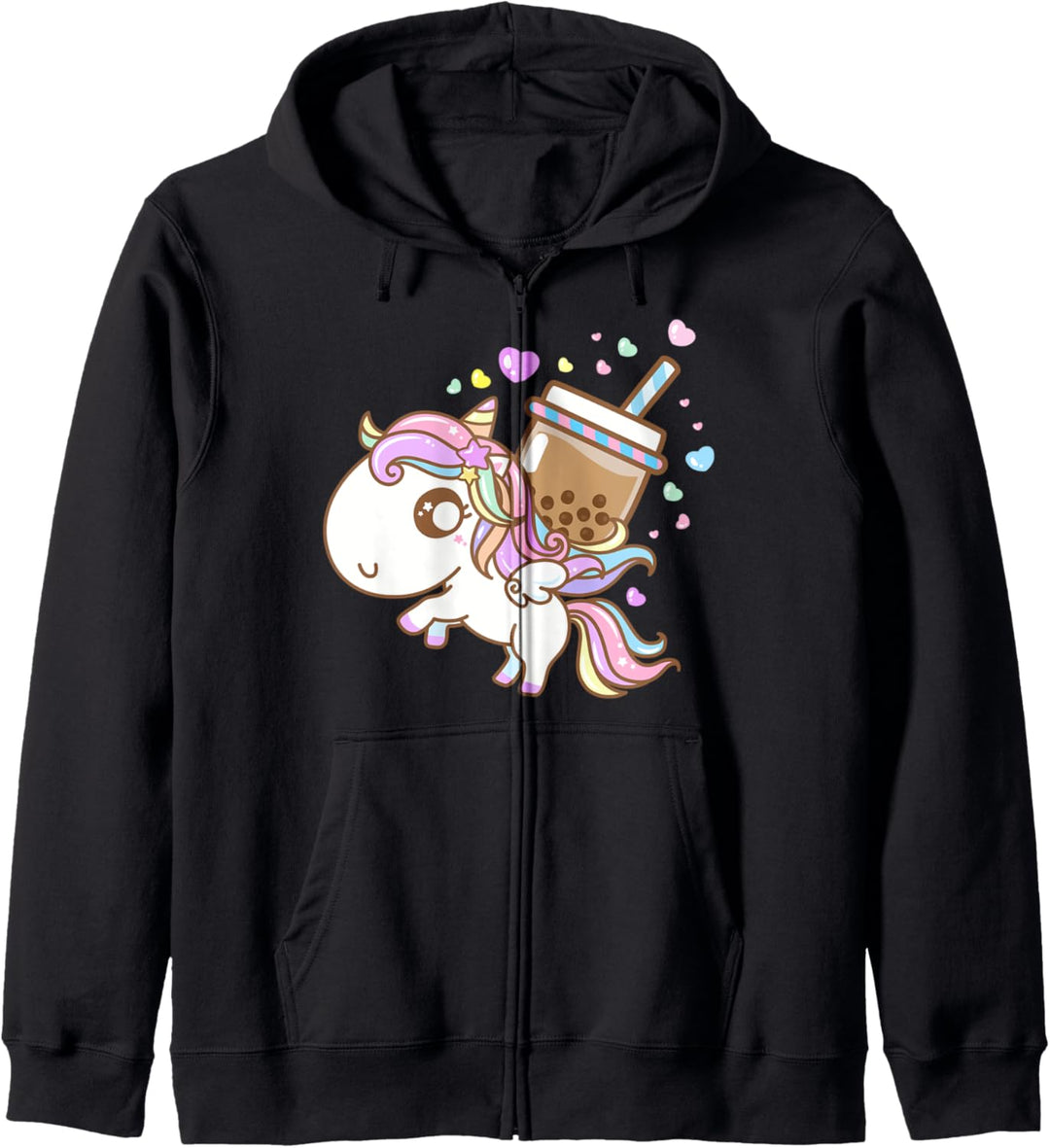 Kawaii Unicorn Pegasus & Boba Milk Tea Gift Bubble Tea Kapuzenjacke