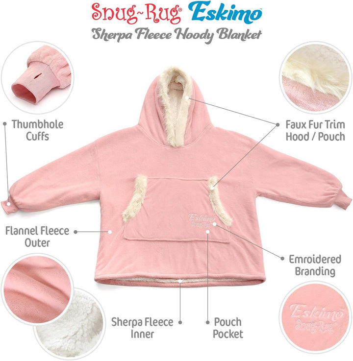 Snug Rug Eskimo Decke mit Ärmel Pullover Decken-Kapuzenpullover Übergrosse Sweatshirt Hoodie Kuschel
