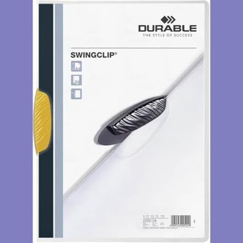 Durable Klemm-Mappe Swingclip aus PP, bis zu 30 Blatt A4, gelb, 25er Packung, 226004, gelb