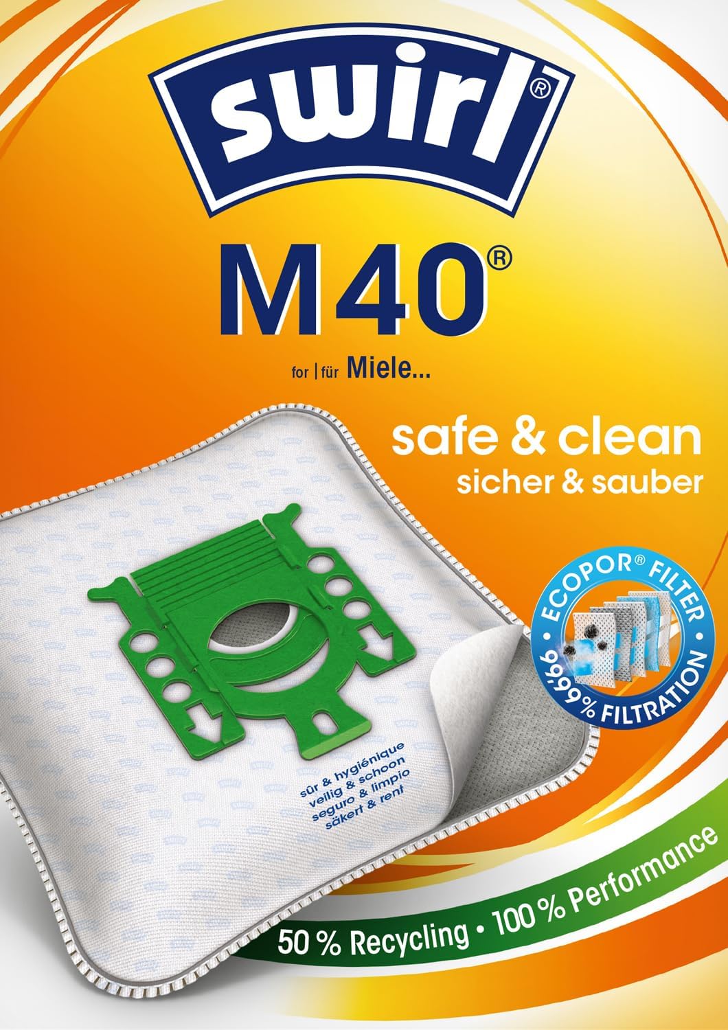 Swirl M 40/10 MicroPor Plus Staubsaugerbeutel für Siemens und Bosch Staubsauger | Anti-Allergen-Filt