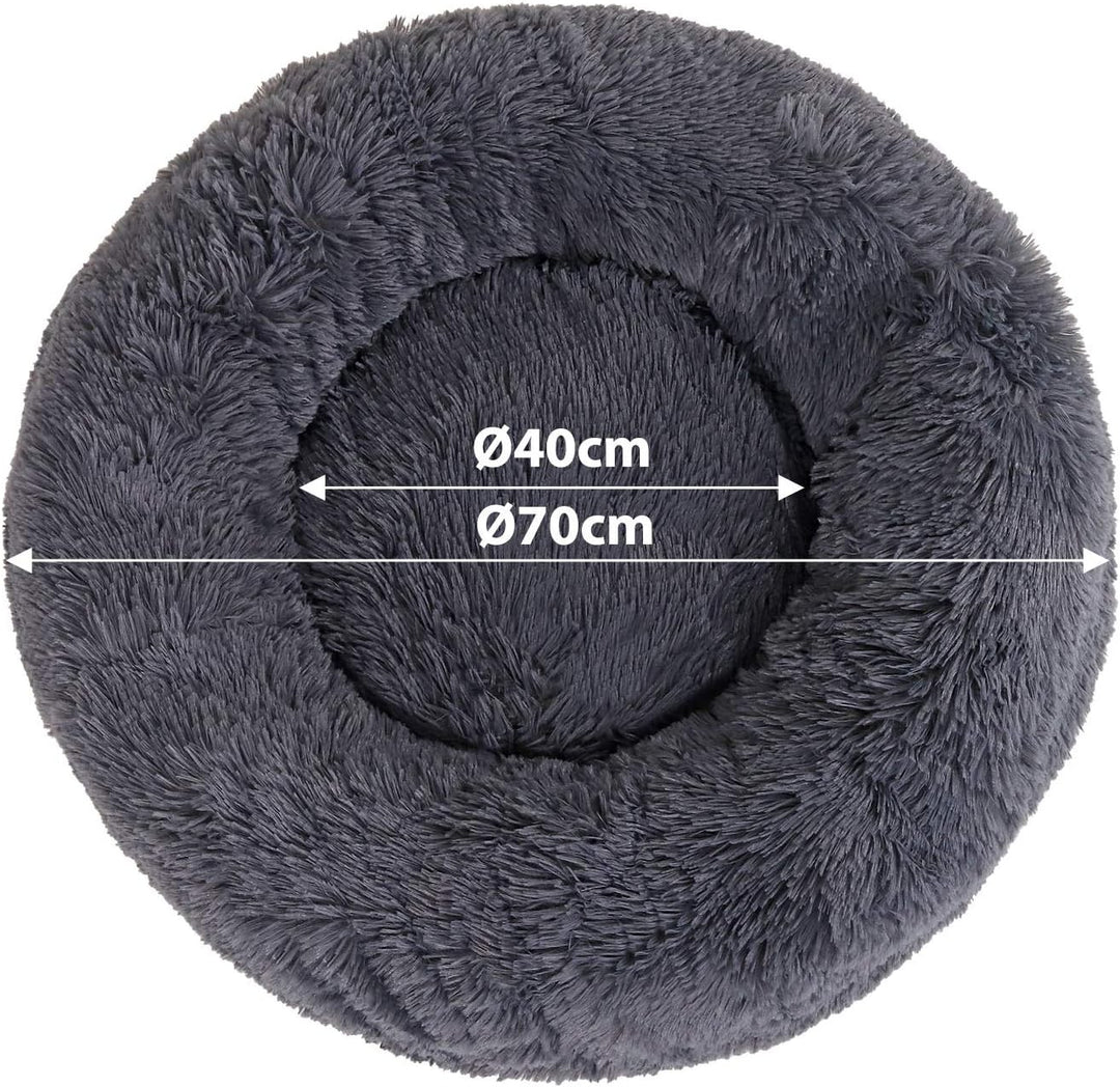 lionto Hundebett rund Hundekissen Hundesofa Katzenbett Donut, (XL) 70 cm Ø dunkelgrau L 70 x B 70 x