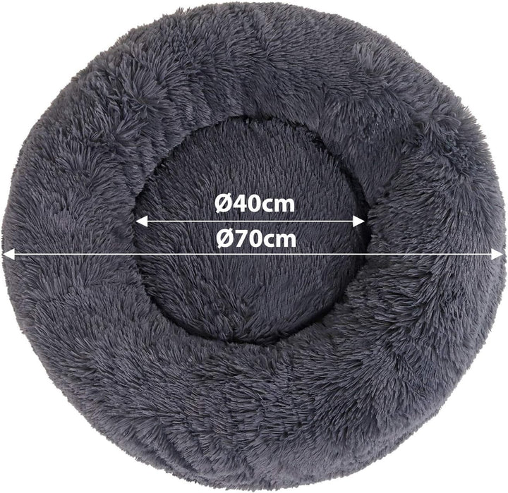 lionto Hundebett rund Hundekissen Hundesofa Katzenbett Donut, (XL) 70 cm Ø dunkelgrau L 70 x B 70 x