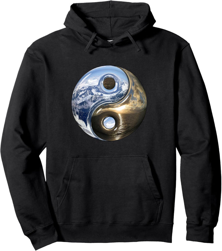 Yin Yang Mountains And Ocean Taoism Philosophical Pullover Hoodie