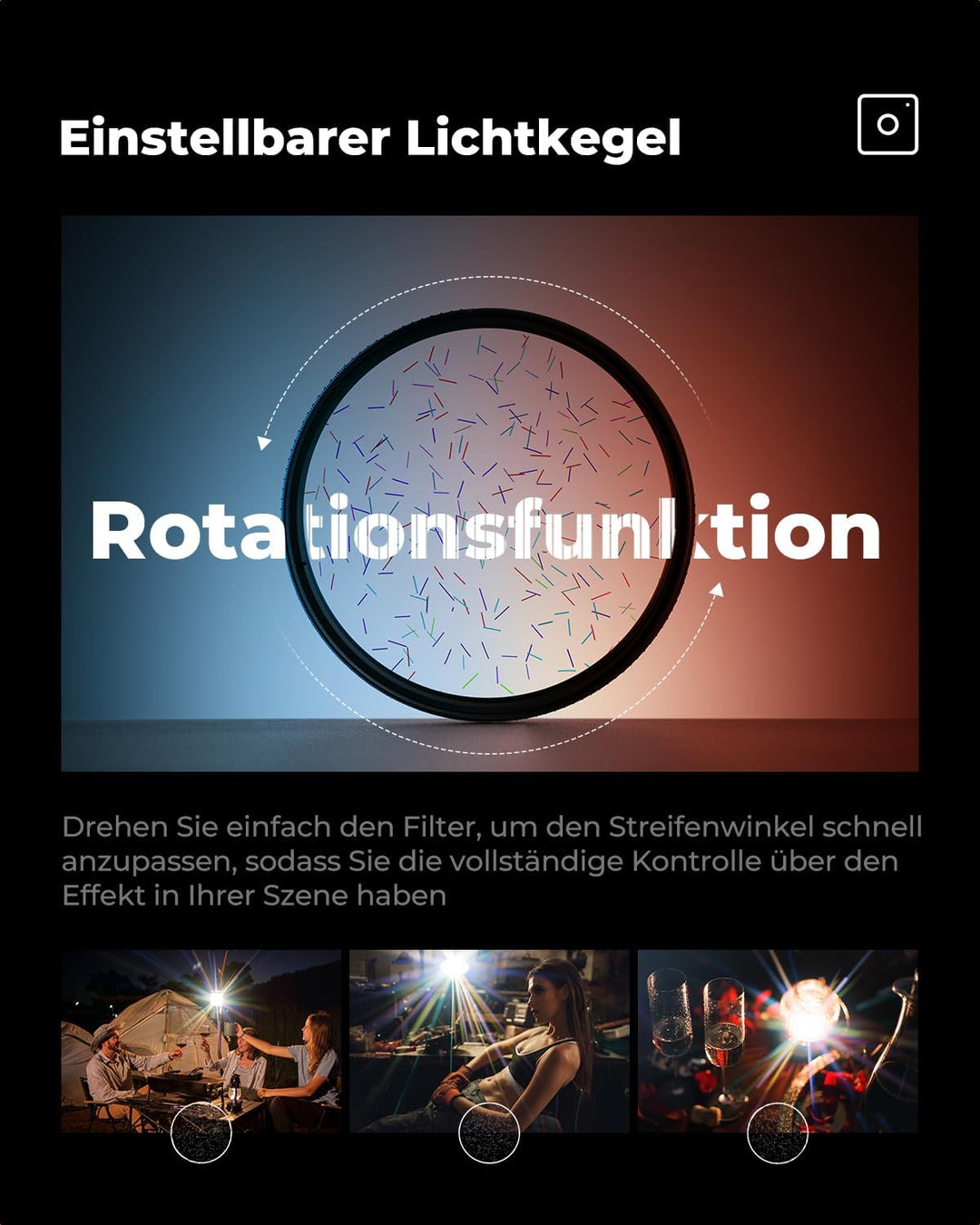 K&F CONCEPT Prisma Filter 52mm Buntes Sternenlicht Gebürstet Anamorphe Filter (Nano-Basic), 52mm