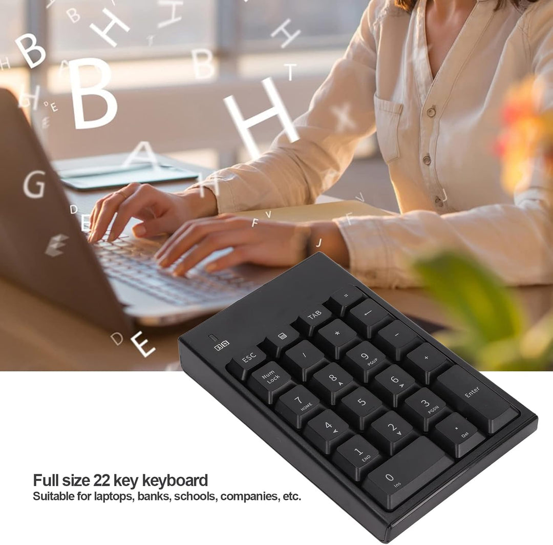 Goshyda Kabelloser Nummernblock, 2,4 GHz USB Wireless Numeric Keypad 22 Key Numpad Financial Account