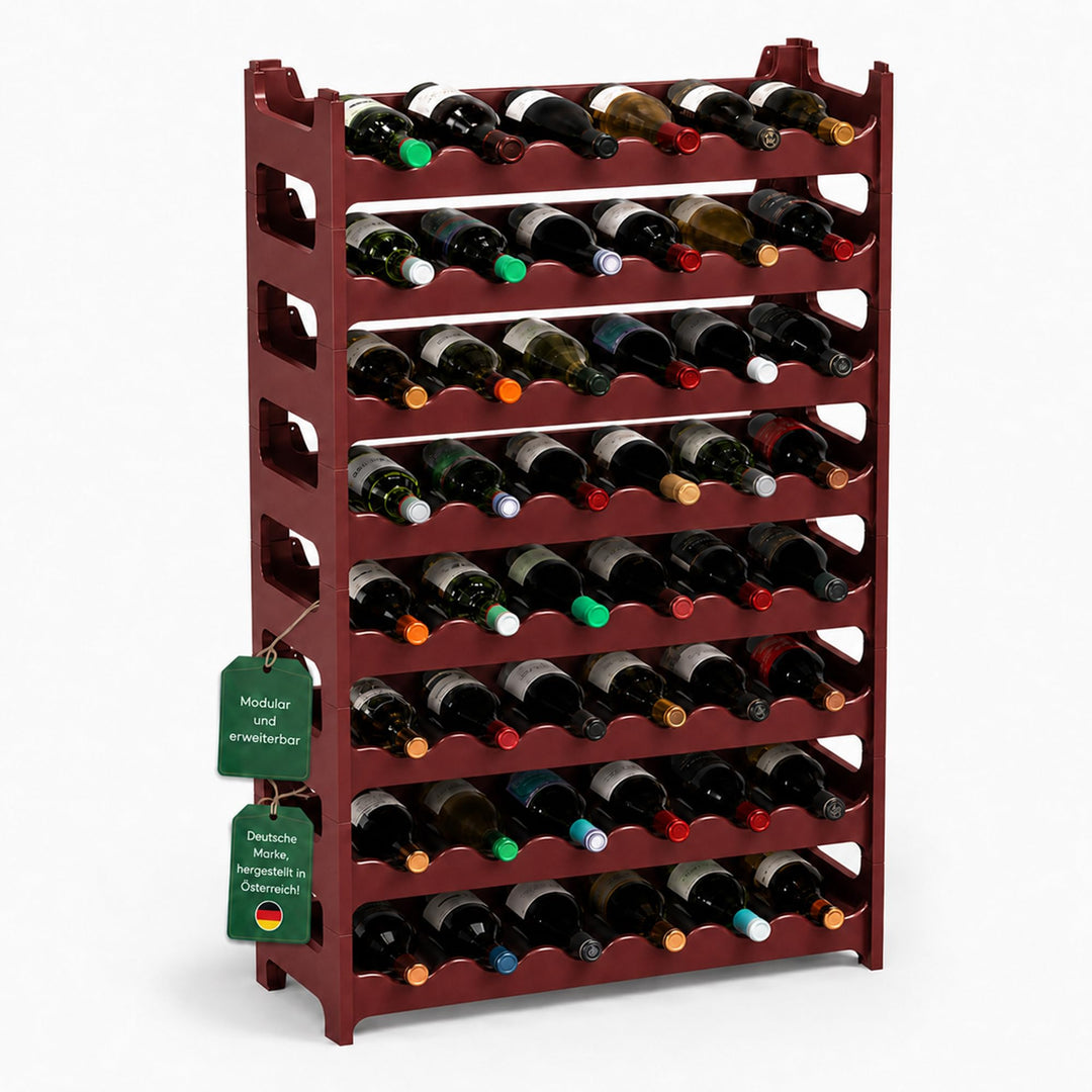 ARTECSIS® Weinregal stapelbar & modular erweiterbar Kunststoff für 48 Weinflaschen (braun) - Stabile
