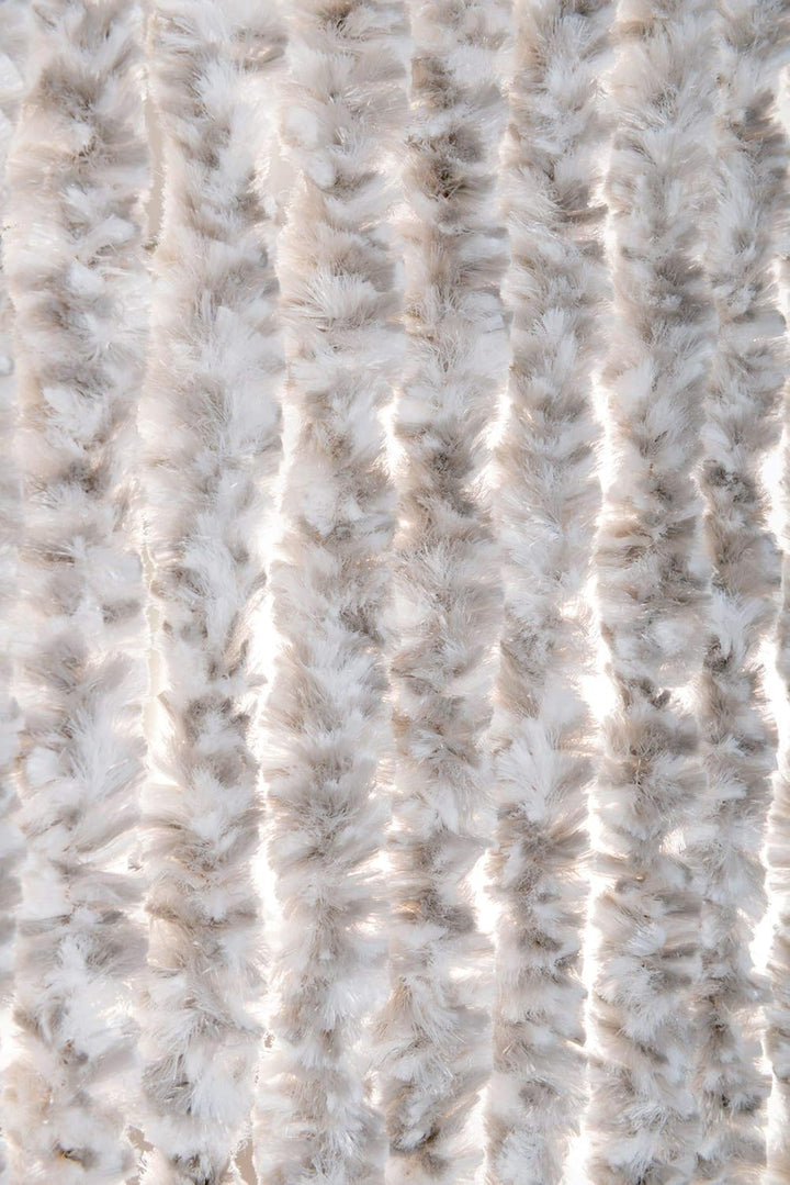 DEFACTO Flauschvorhang 100x230 cm Türvorhang Fliegenschutz Chenille 100% Made in Italy (GRAU/Weiss),