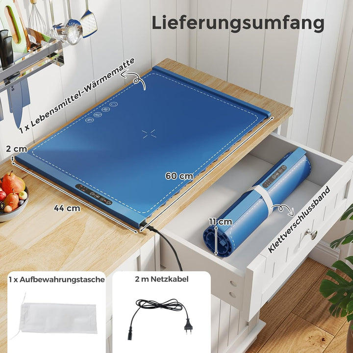 RELAX4LIFE Warmhalteplatte für Speisen, elektrische Wärmematte mit automatischer Abschaltung, Speise