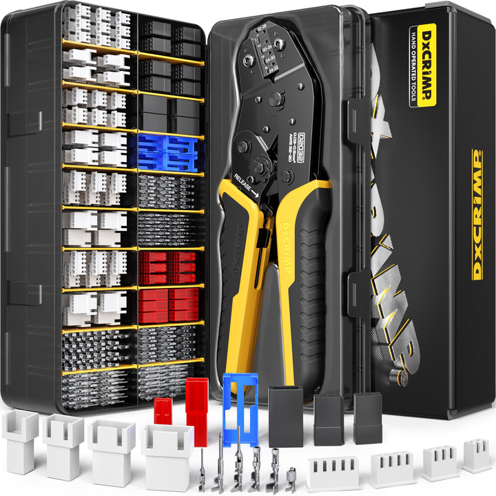 DxCRIMP JST Crimpzange Stecker Set, 20 Typen JST-XH/SYP 2,5mm & 2,54mm Servo Steckverbinder, 0,03-0,