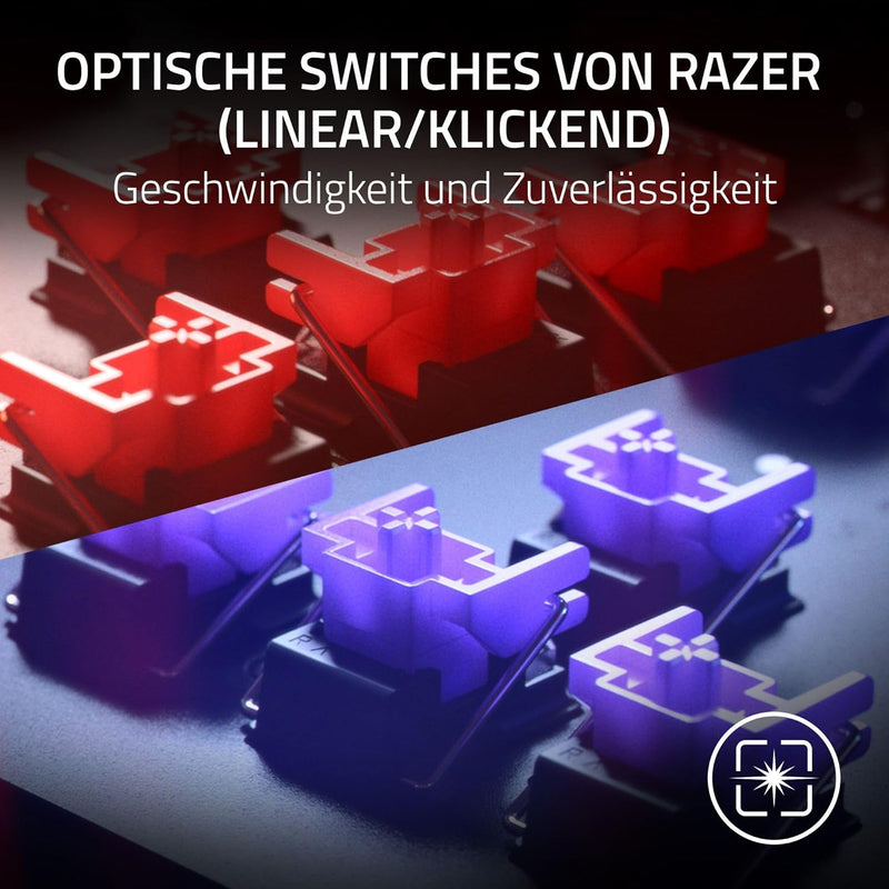 Razer Huntsman V2 Tenkeyless (Purple Switch) - Optische Gaming-Tastatur ohne Ziffernblock (Handballe