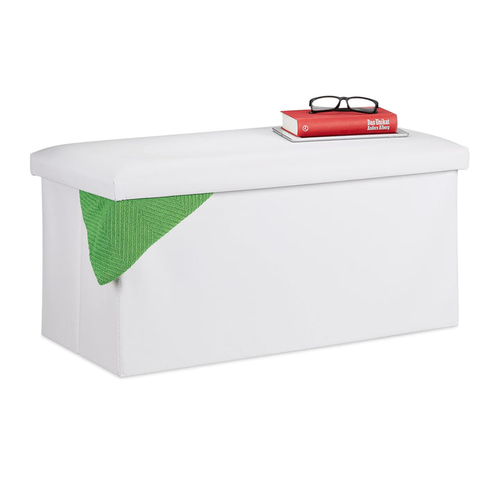 Relaxdays Sitzbank mit Stauraum, Kunstleder, faltbar, gepolstert, Flur, Schlafzimmer, HBT 37,5 x 76,