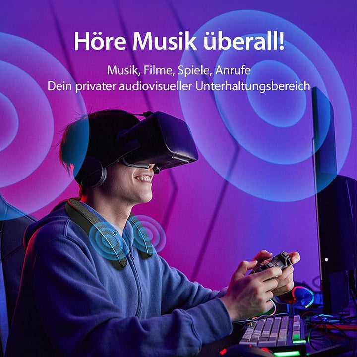 auvisio Headset: 2in1-Akku-TV-Nackenlautsprecher mit Bluetooth, Freisprechen, MP3 (Nacken Kopfhörer,