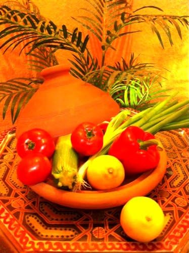 Tajine, original aus Marokko, inklusive Kochbuch Nord Afrikanische Küche, Tontopf zum Kochen, Tuareg