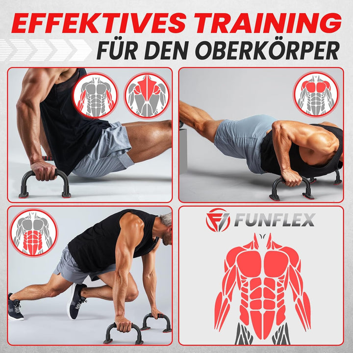 FUNFLEX Liegestützgriffe für effektives Oberkörpertraining - Push-up Bars mit rutschfestem Griff & s
