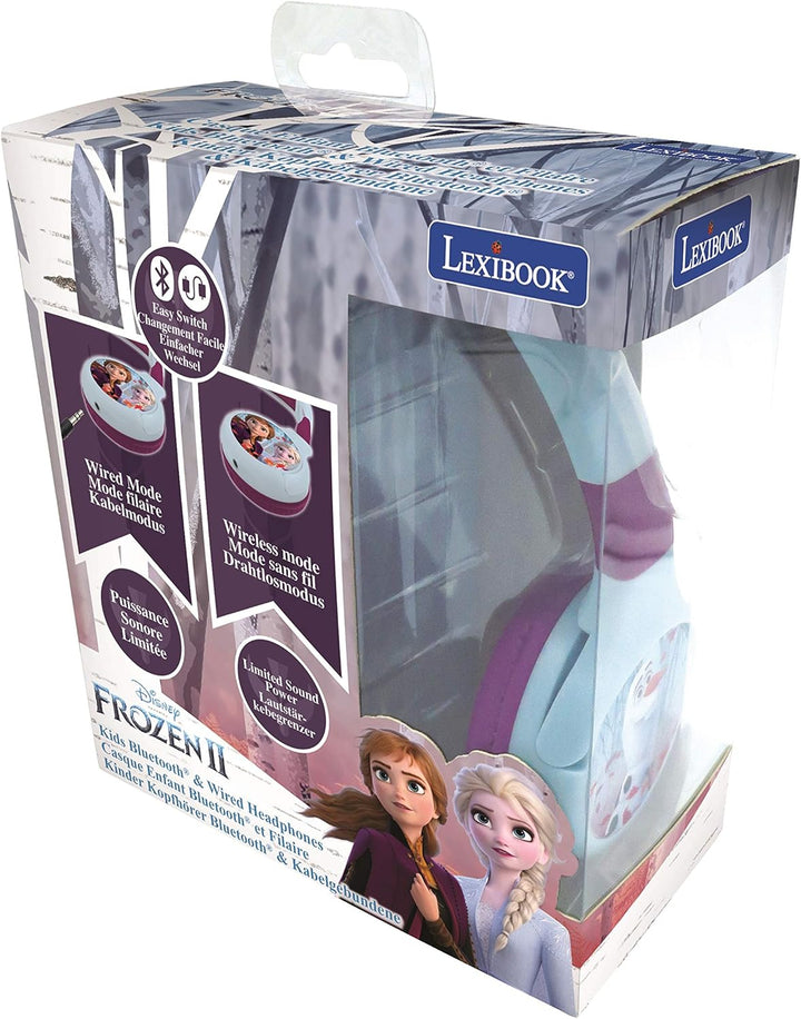 Lexibook Disney Die Eiskönigin-2-in-1-Bluetooth-Kopfhörer für Kinder, Stereo Wireless Wired, Kinders