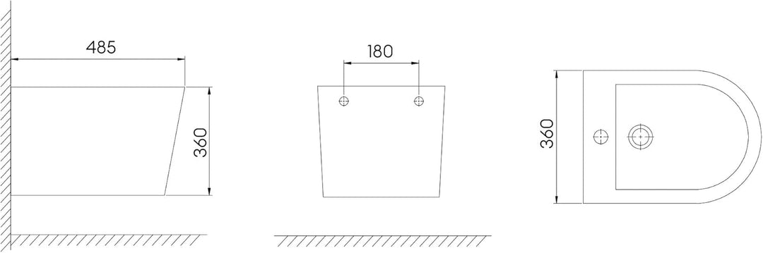 doporro WC-Bidet Düren108 Weiss 51,5x36x34,5cm aus Keramik Wand-Bidet mit Überlauf Weiss | Düren108,