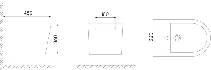 doporro WC-Bidet Düren108 Weiss 51,5x36x34,5cm aus Keramik Wand-Bidet mit Überlauf Weiss | Düren108,