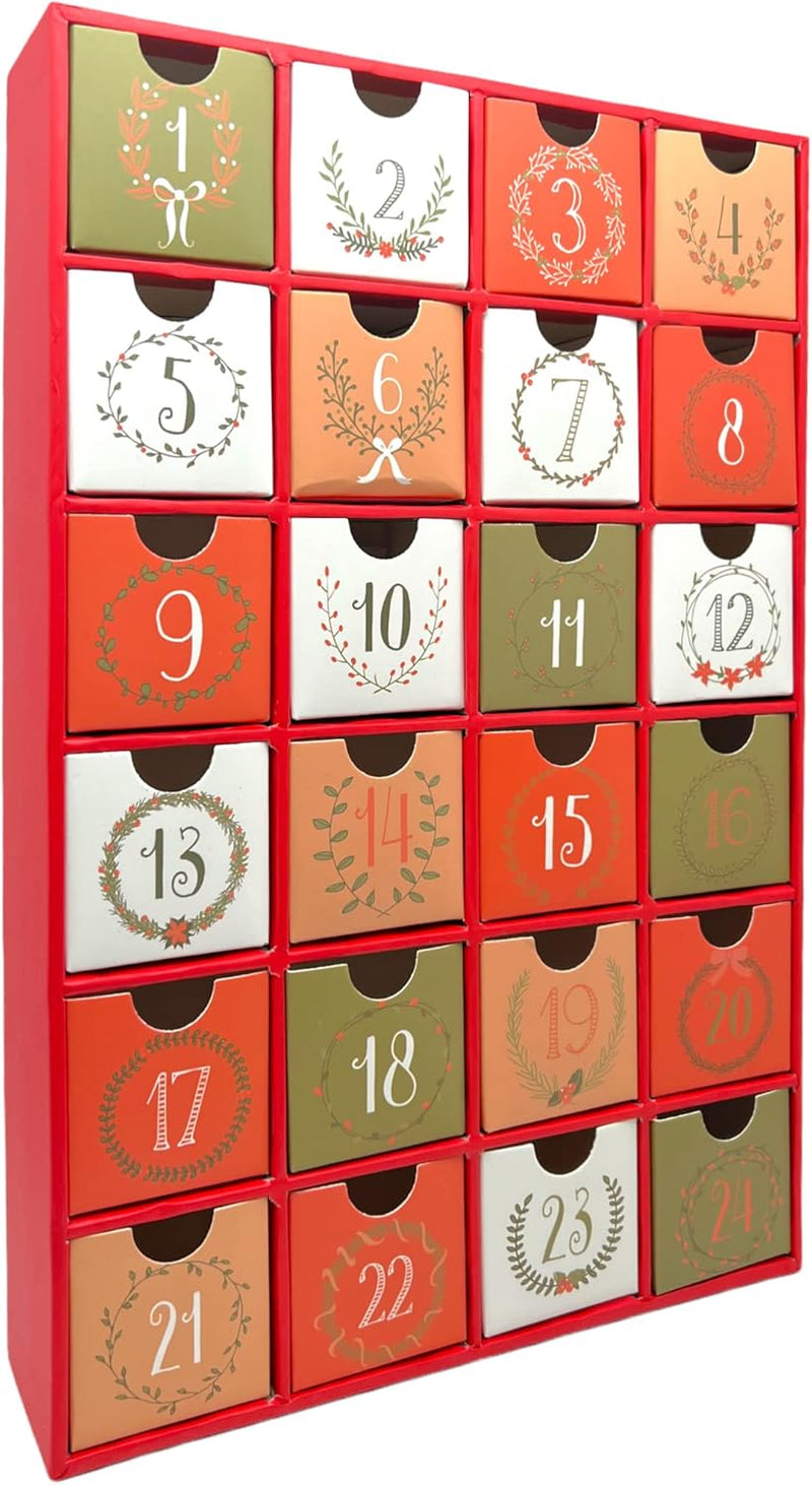 Adventskalender zum selbst Befüllen mit 24 Schubladen-Boxen, DIY-Weihnachtskalender Bastelset (Zahle