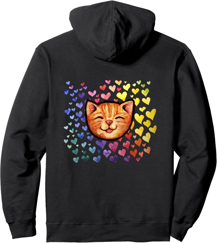 Happy Orange Tabby Cat Nette Katze Cat Rainbow Pullover Hoodie