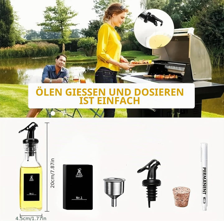 SAEIV 160 ml Ölflasche Glas 12 Set, Kleine und handliche Öl Essig Spender, Oil bottle, Ölflasche mit