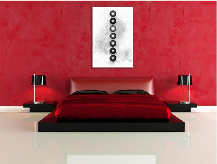 Pixxprint Chakra Eneregieelemente des Körpers Kunst B&W, Format: 100x70 auf Leinwand, 100x70