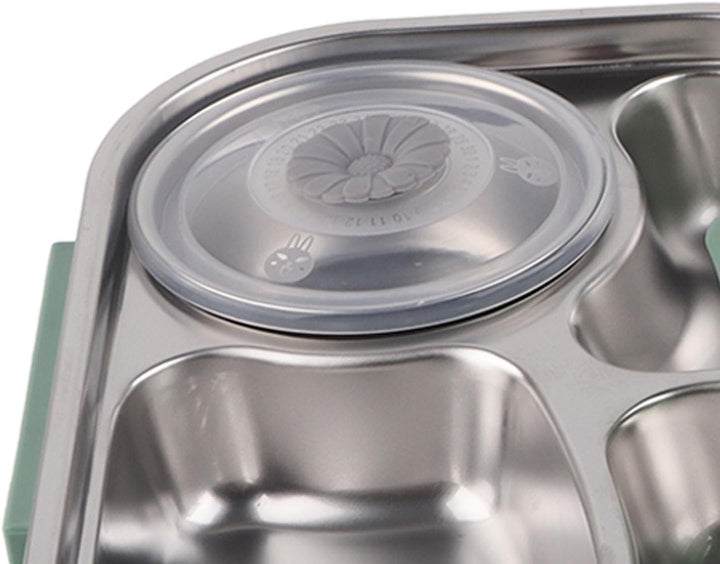Lunchbox aus Edelstahl mit 4 Gittern, Box, Auslaufsichere Metallboxen, Tragbarer Lebensmittelaufbewa