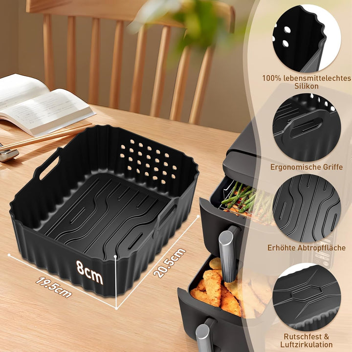 Heissluftfritteuse Zubehör für Philips Airfryer 4000 Series Stacked Dual Basket 10L, 2PCS Silikonfor