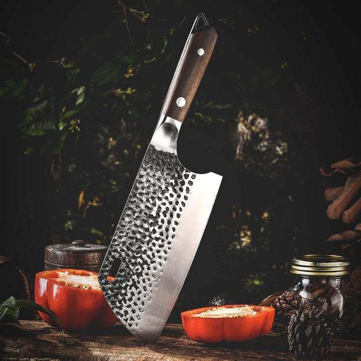 FANTECK Handgemacht Geschmiedet Küchenmesser Hackmesser 20cm Chinesisches Kochmesser Forged Stahl Ha