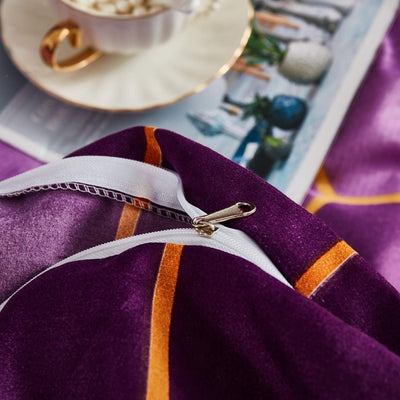 Luofanfei Bettwäsche Set 155x 220cm 3 Teilig Gestreift Lila Violett Bettbezug Set Zweiteilig Mit Rei