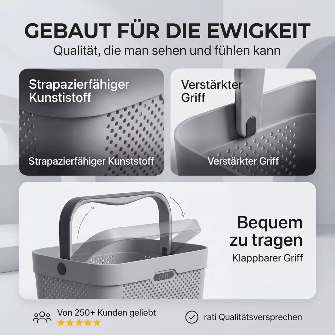rati Basket Nordic - Smarter Auto Korb zum Einkauf & Outdoor-Aktivitäten, mit Befestigungsadapter zu