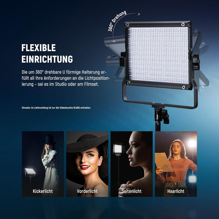 NEEWER 660 LED Videolicht Panel 2 Set mit Stativ: (2) Bi Farbe CRI96+ LED Videoleuchte Fotolicht mit