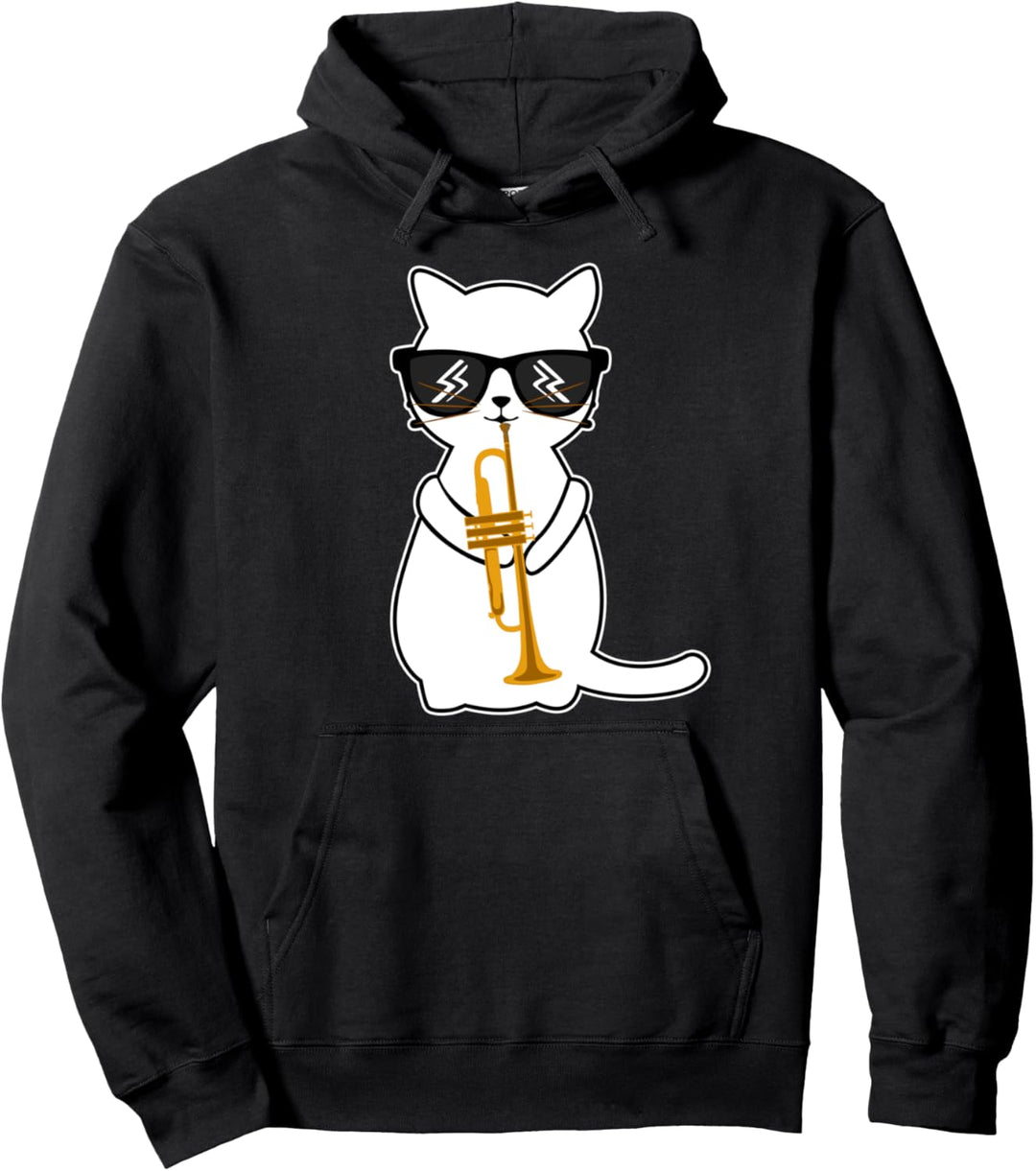 Lustige, Trompete spielende Katze - Trompeter Pullover Hoodie