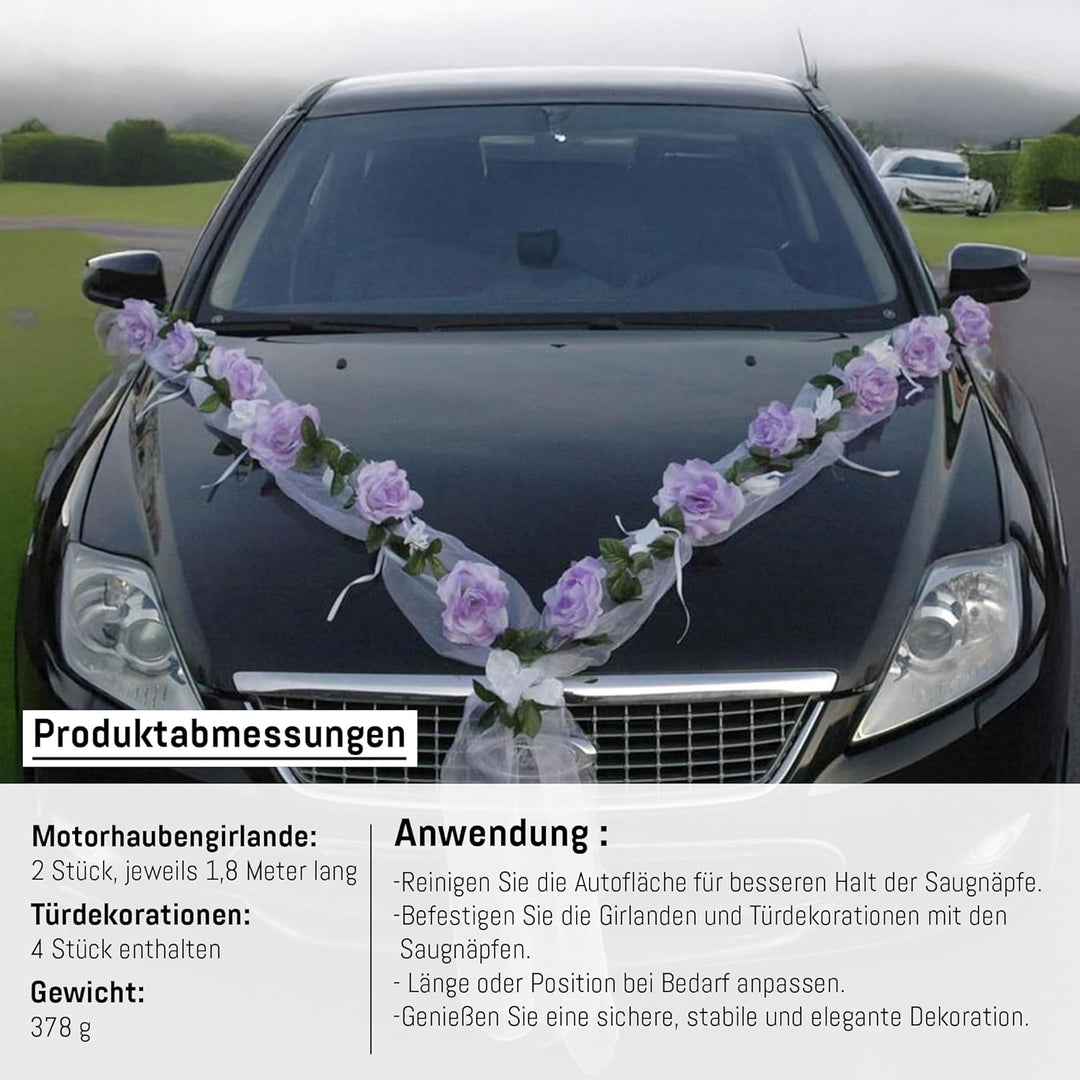 Rosen Girlande Braut Paar Rose Deko Dekoration Autoschmuck Hochzeit Car Auto Wedding ®Auto-schmuck D