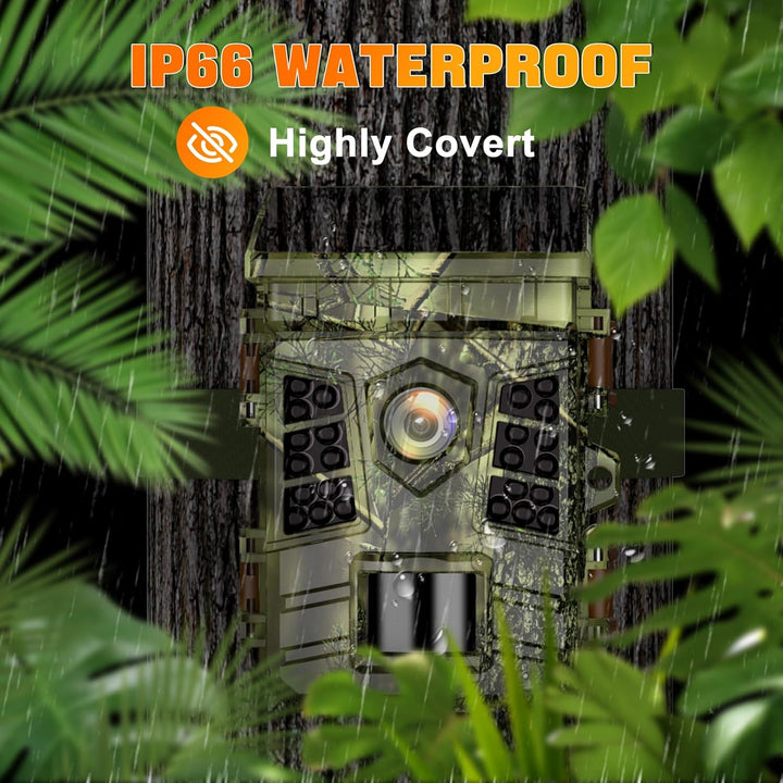 Coolifepro Wildkamera mit Handyübertragung App, 48MP 30FPS Solar WLAN Wildkamera, Wildtierkamera Ein