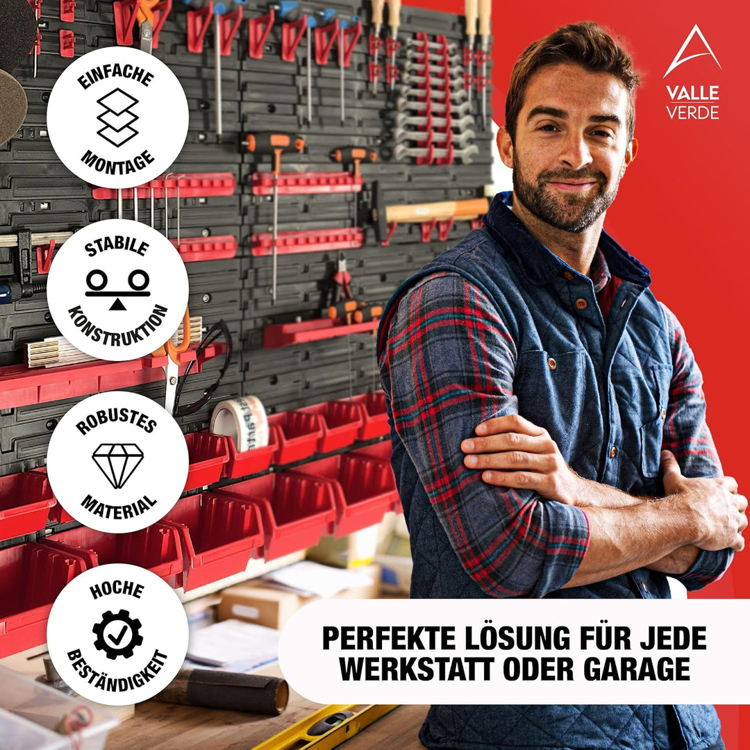 65-tlg. Werkzeugwand Set 1152 x 780 mm Werkstattwand Werkstattregal Lochwand mit Werkzeughaltern für