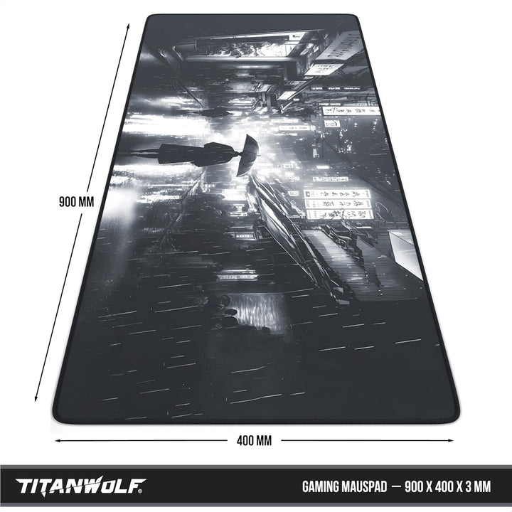 TITANWOLF - XXL Speed Gaming Mauspad 900 x 400mm - XXL Mousepad - Tischunterlage Large Size - verbes